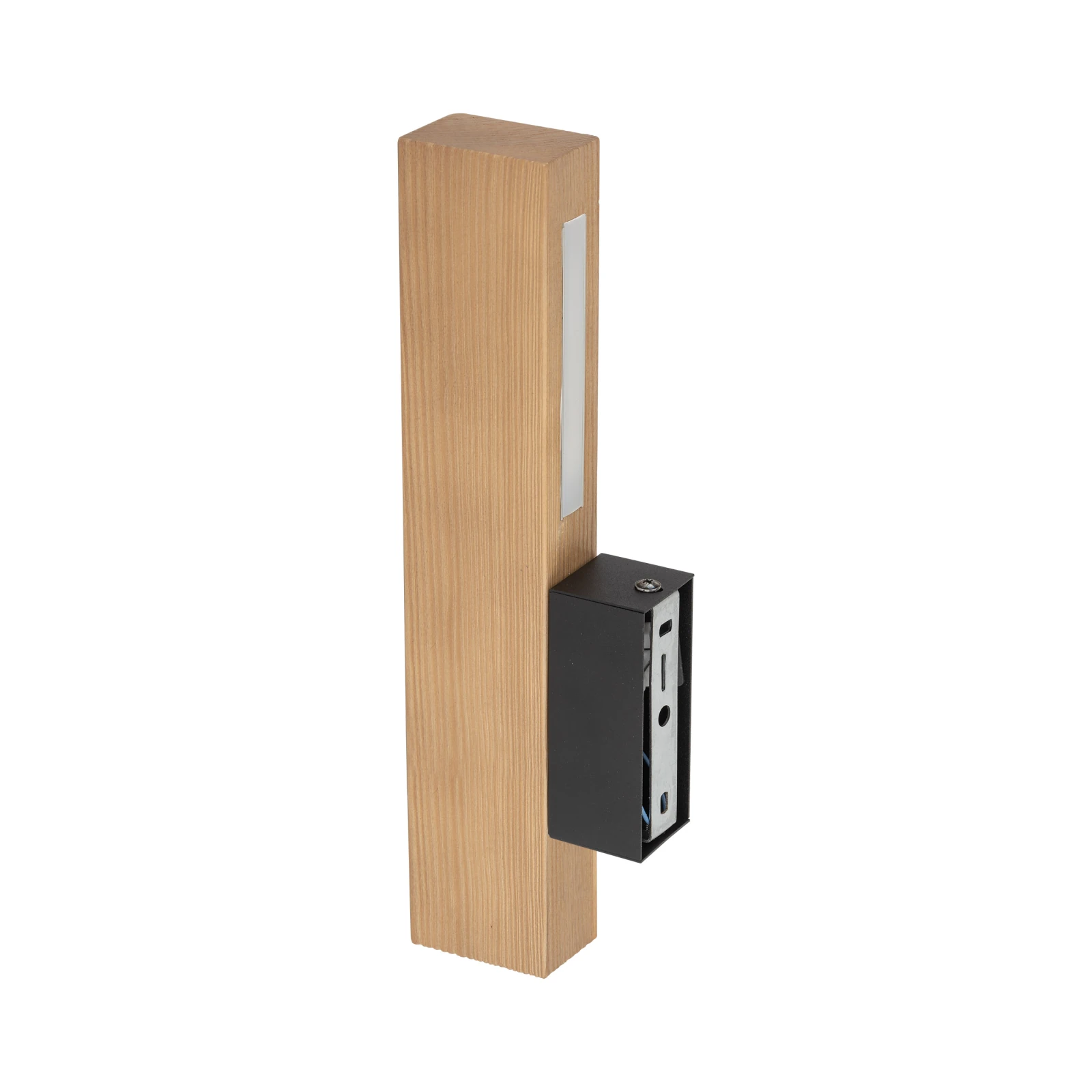 LED wall sconce 3 W – rectangular, pine and black, warm light