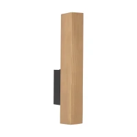 LED wall sconce 3 W – rectangular, pine and black, warm light - Image 1