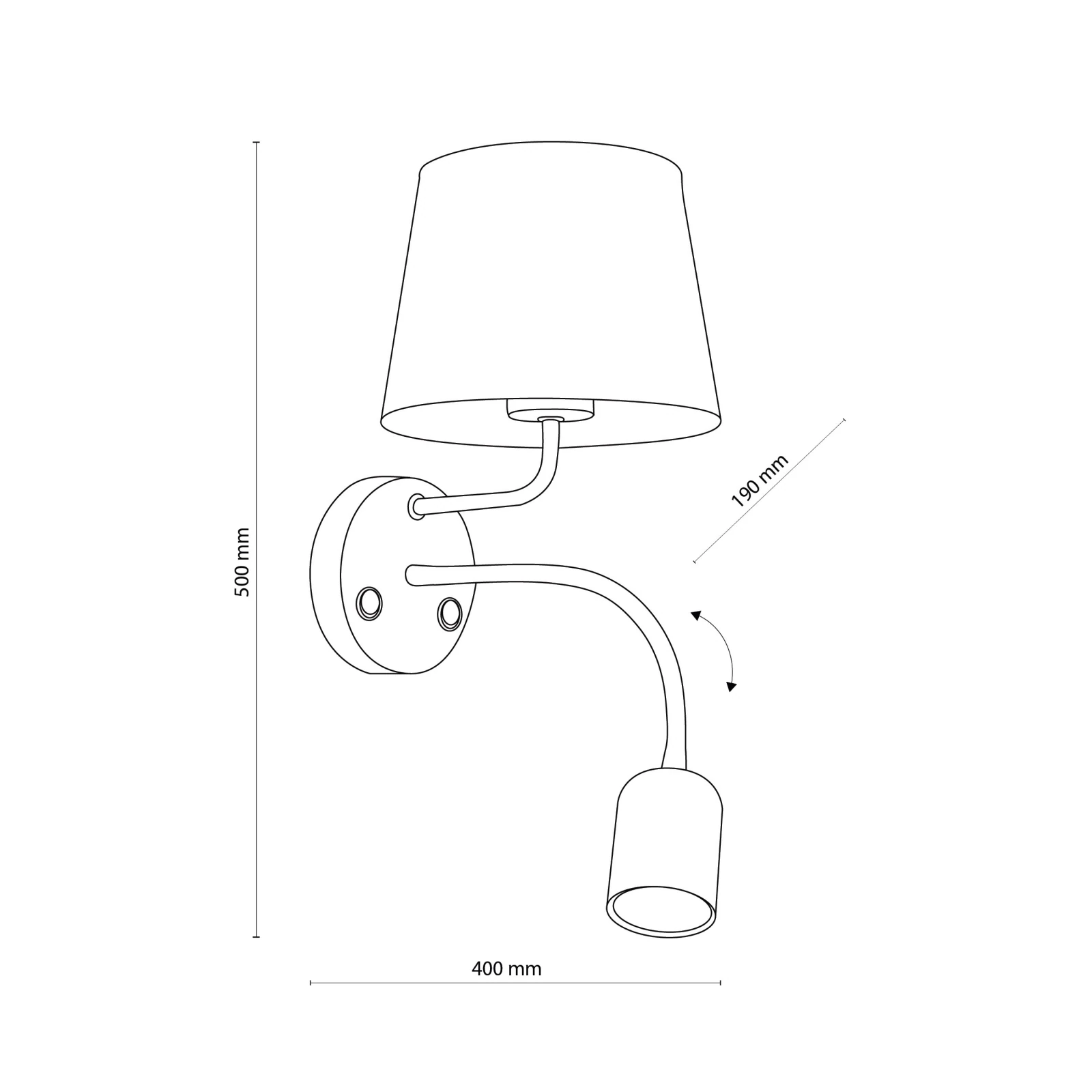 MAJA wall light – black, two-light design