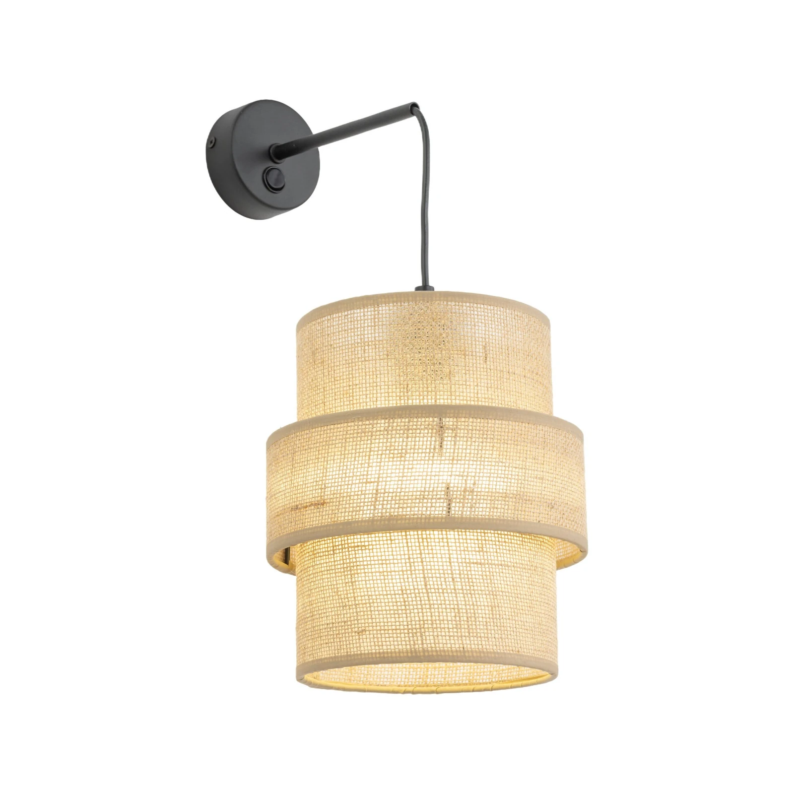 Wall light 1xE27 – beige shade, built-in switch