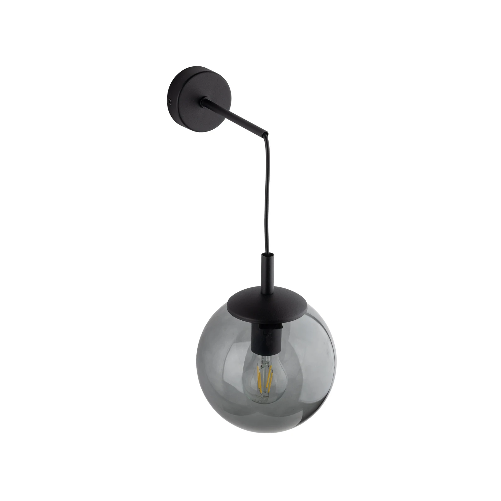 Wall light 1xE27 – graphite glass globe, black bracket
