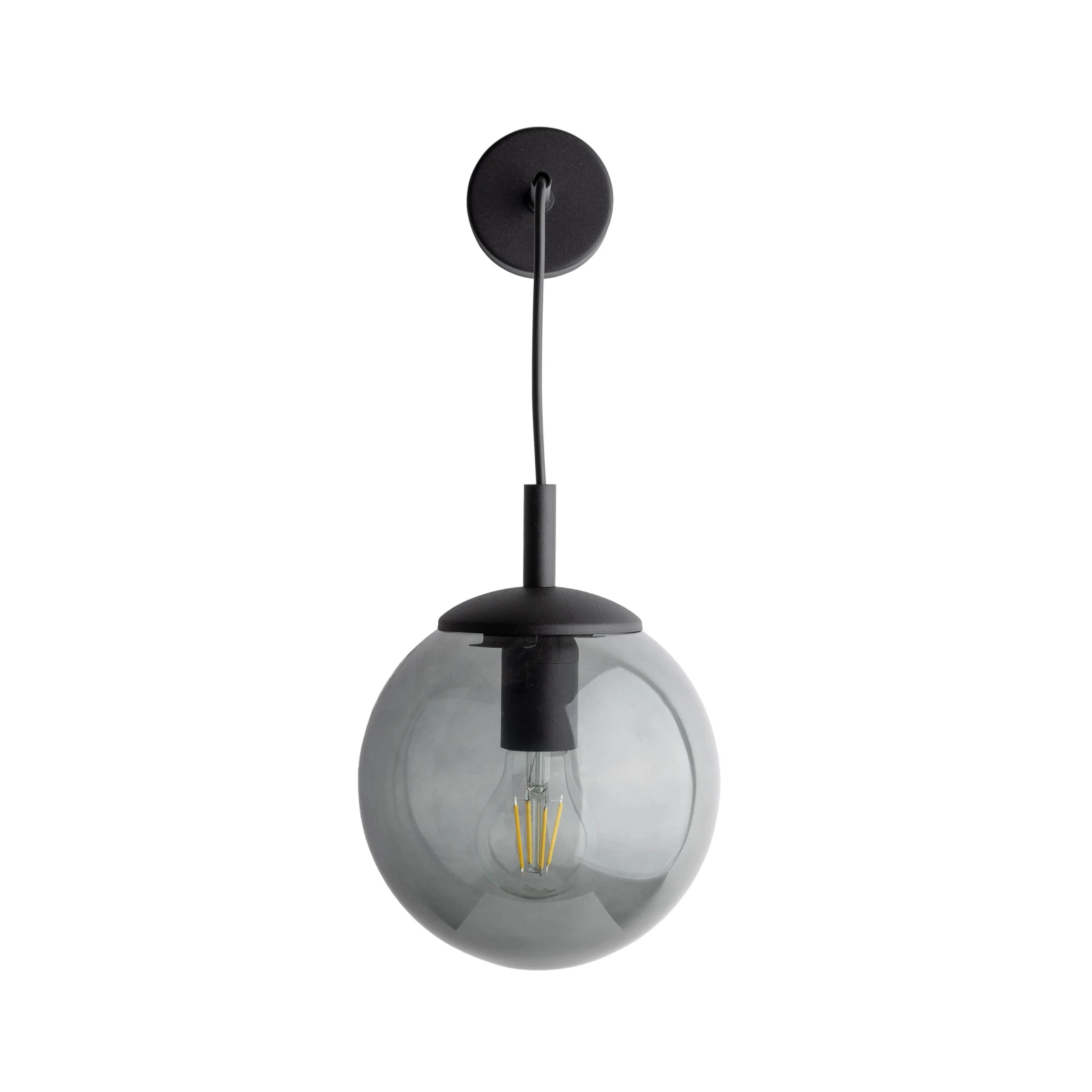 Wall light 1xE27 – graphite glass globe, black bracket