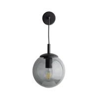 Wall light 1xE27 – graphite glass globe, black bracket - Image 7