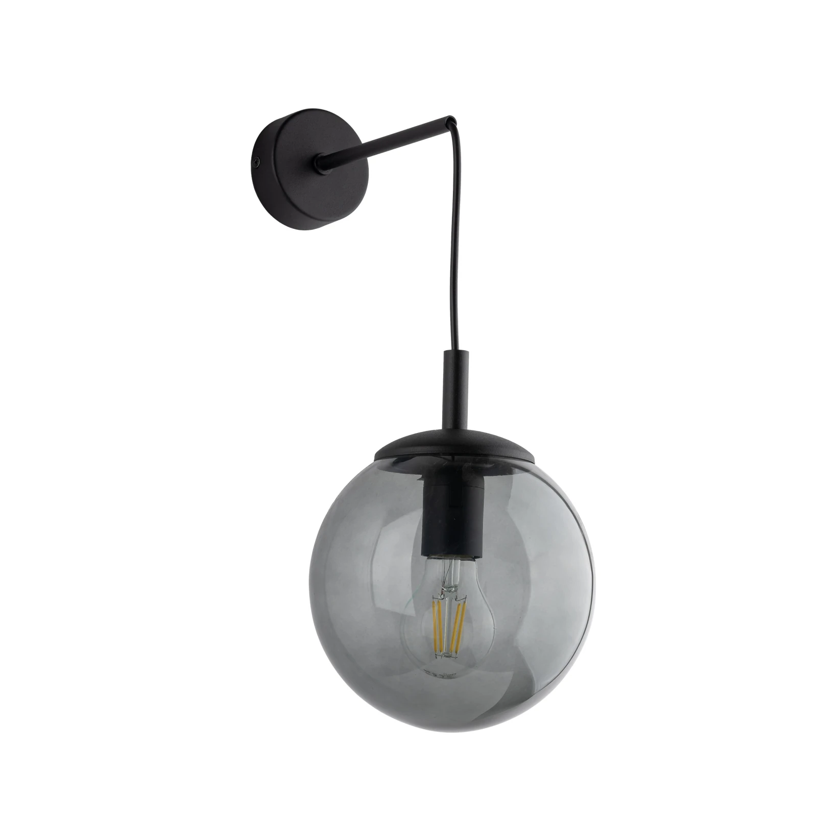 Wall light 1xE27 – graphite glass globe, black bracket