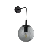 Wall light 1xE27 – graphite glass globe, black bracket - Image 2