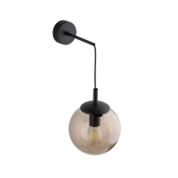 Wall light ESME TOPAZ – 1 globe, black base, warm glass - Image 3