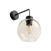 Wall light 1x15 W – amber glass shade, black base - Image 3