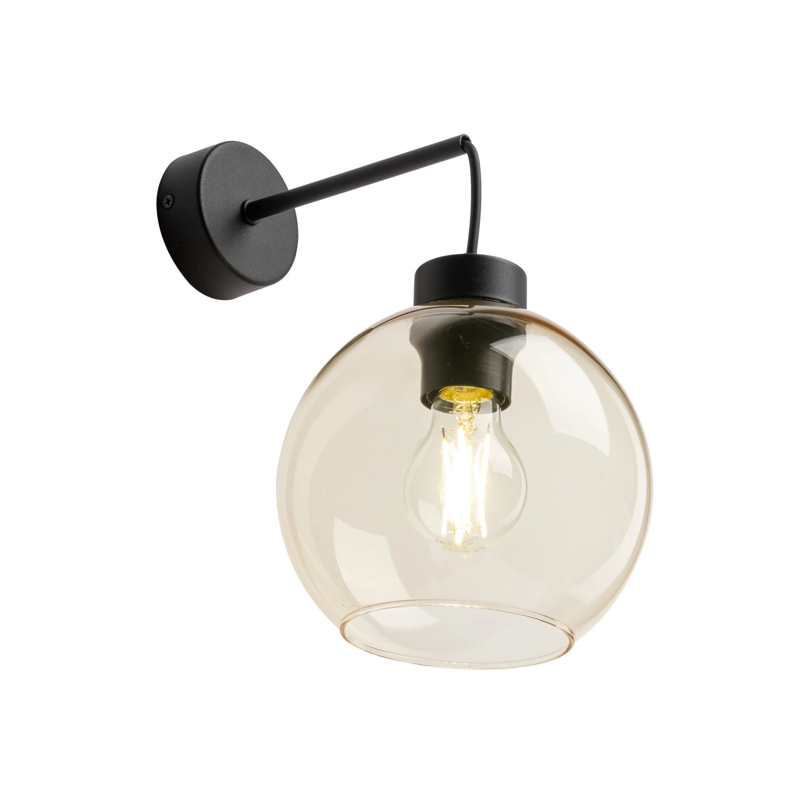 Wall light 1x15 W – amber glass shade, black base