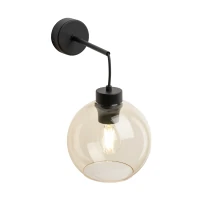 Wall light 1x15 W – amber glass shade, black base - Image 5