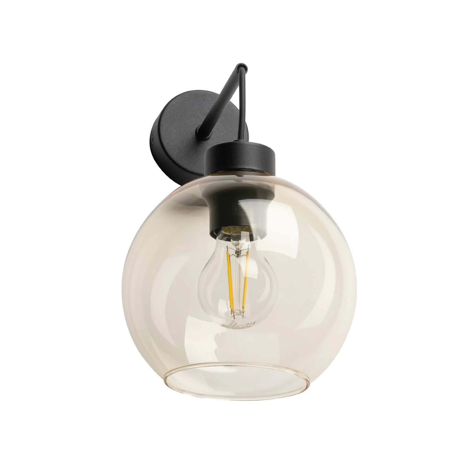 Wall light 1x15 W – amber glass shade, black base