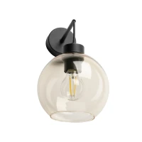 Wall light 1x15 W – amber glass shade, black base - Image 7