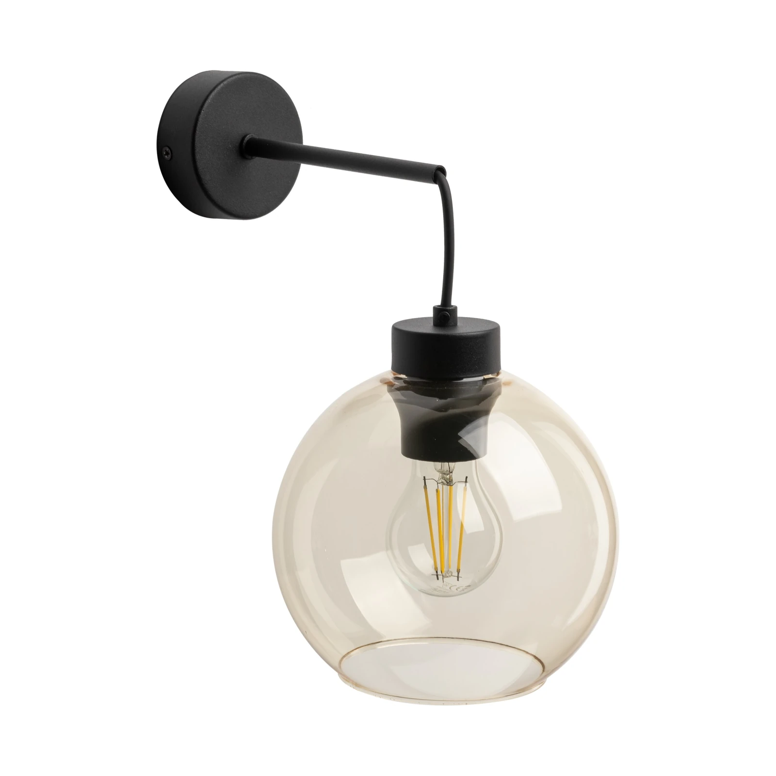 Wall light 1x15 W – amber glass shade, black base