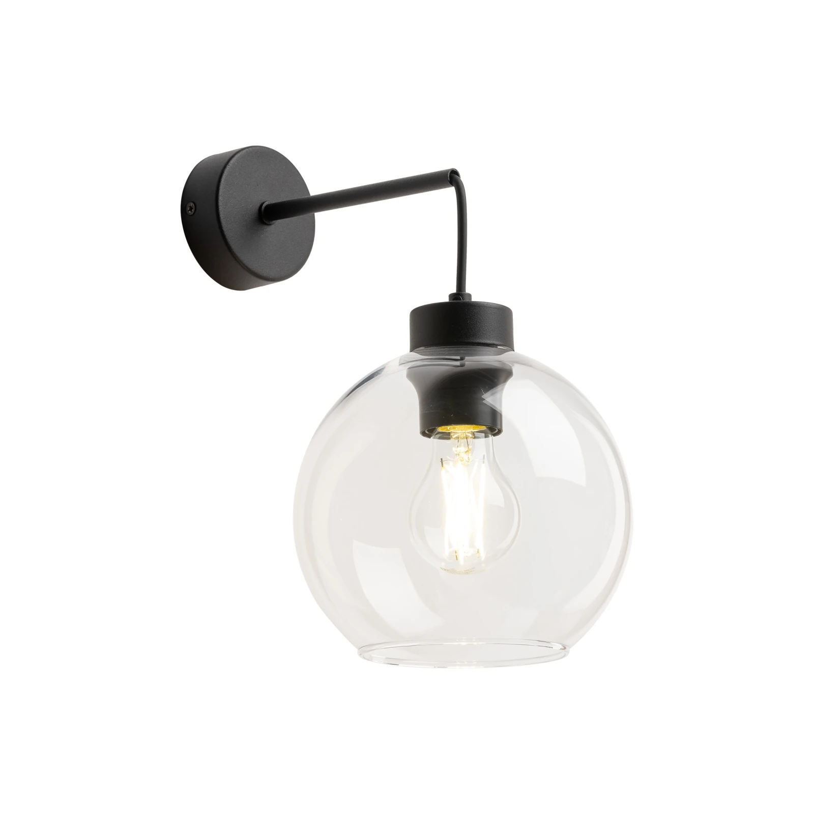 CUBUS 15 W wall light – clear glass, black base