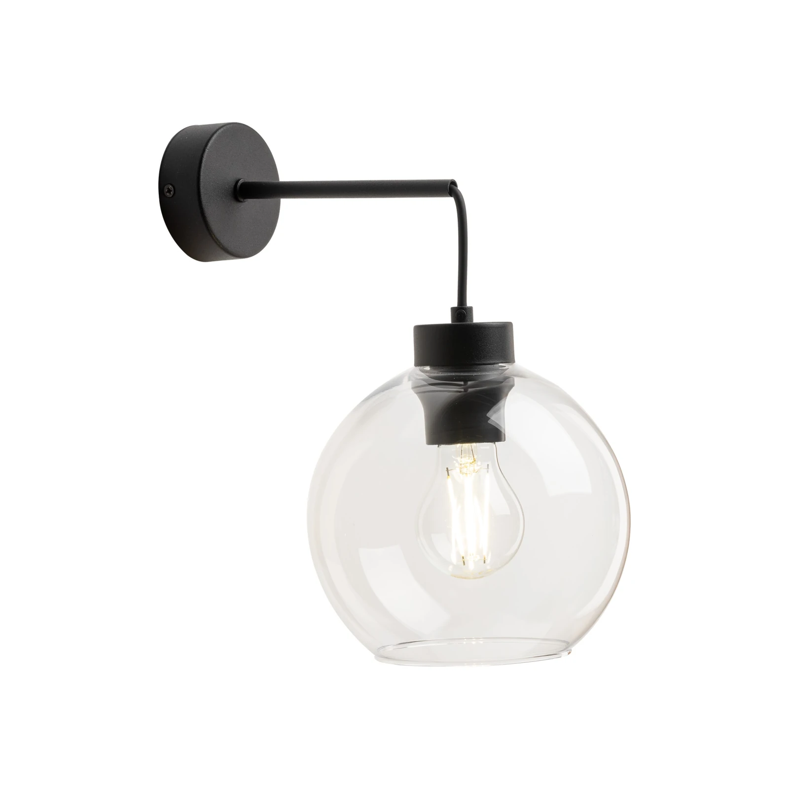 CUBUS 15 W wall light – clear glass, black base