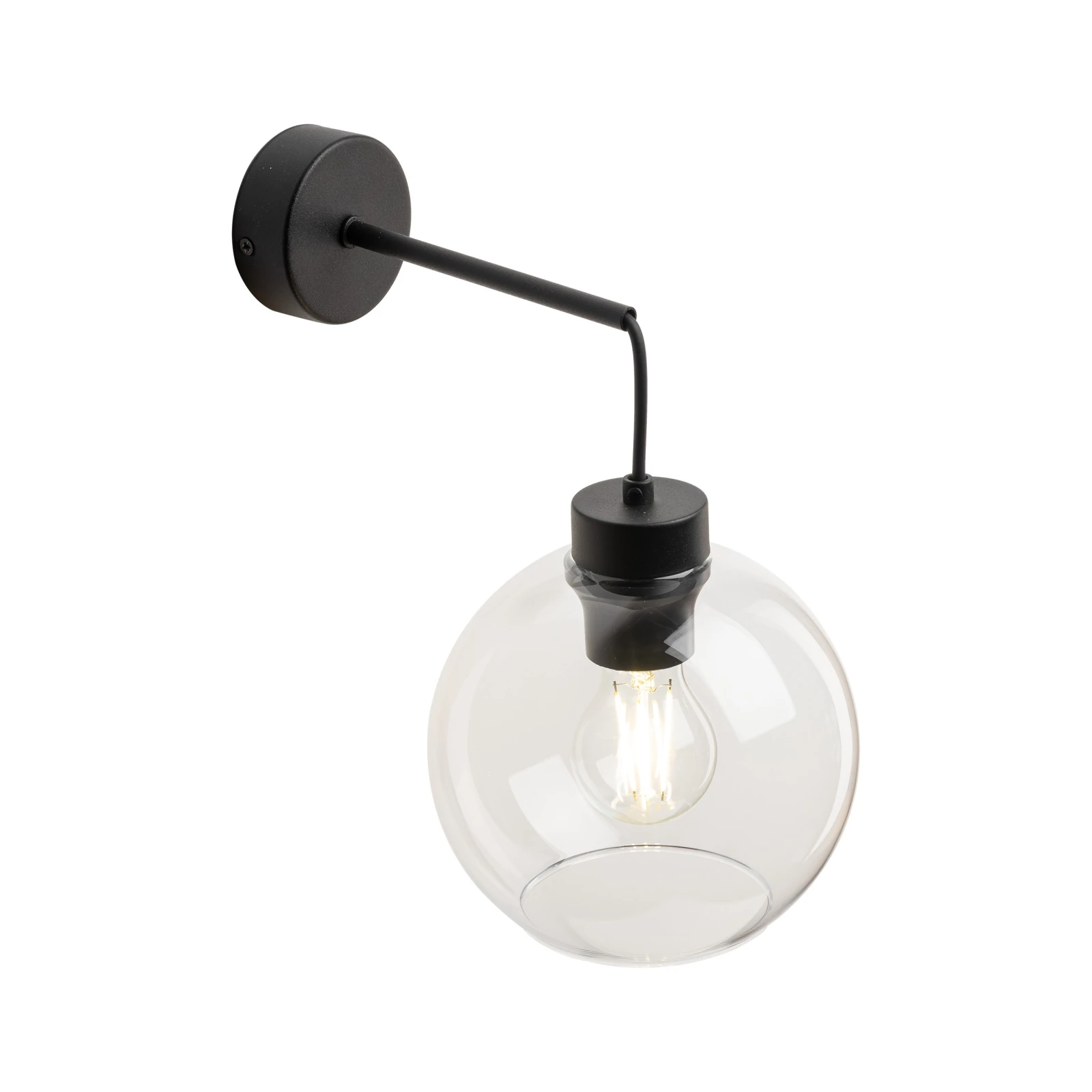 CUBUS 15 W wall light – clear glass, black base