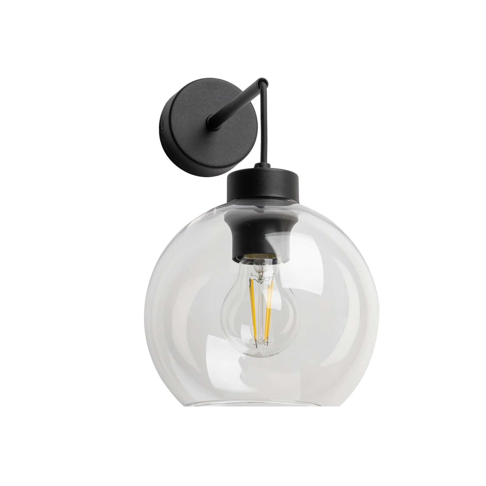 CUBUS 15 W wall light – clear glass, black base