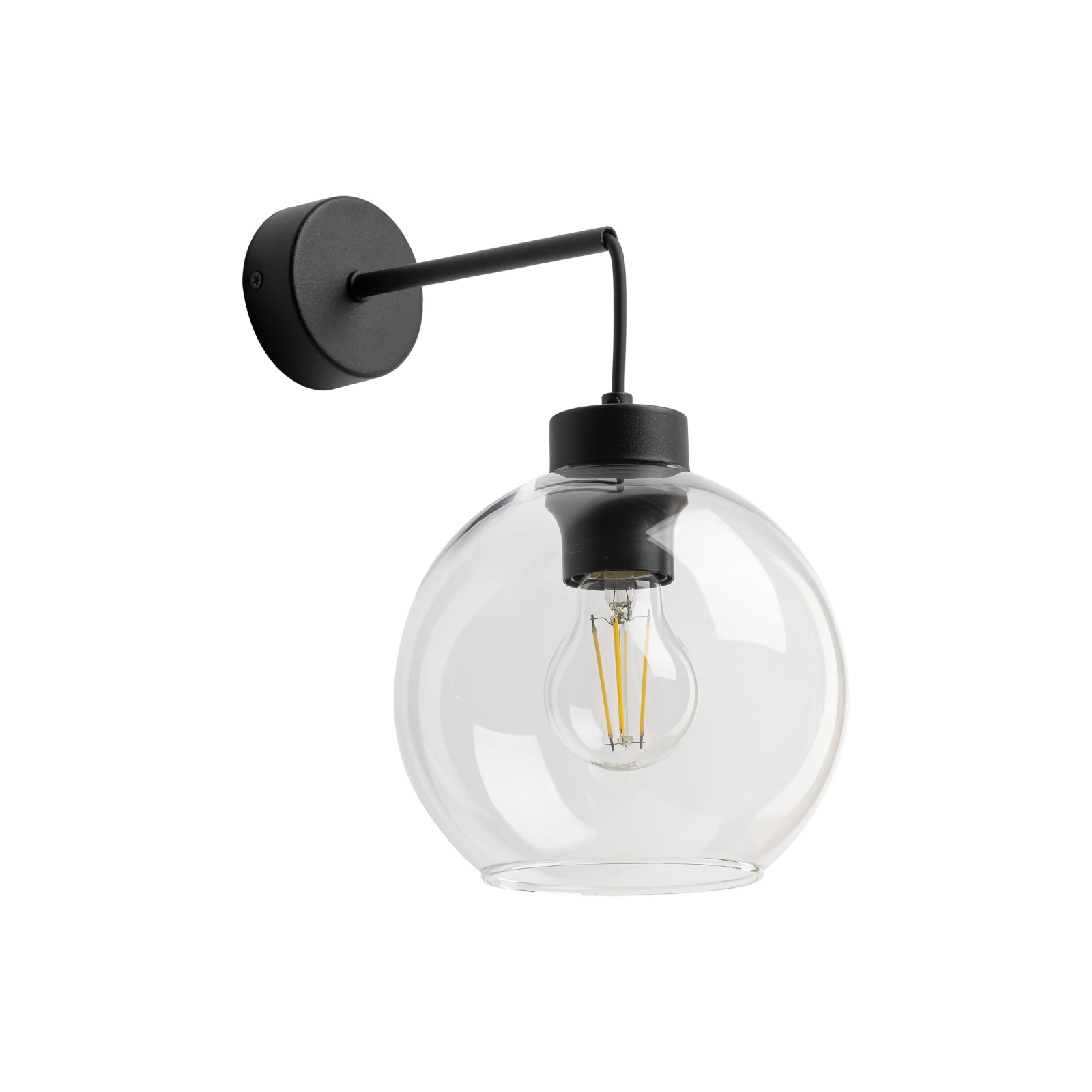 CUBUS 15 W wall light – clear glass, black base