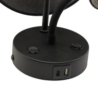 MAJA sieninis šviestuvas 15 W + 8 W, juodas, su USB - Nuotrauka 4