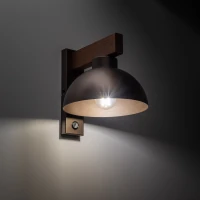 OSLO wall light – natural wood, brown shade, E27 - Image 3