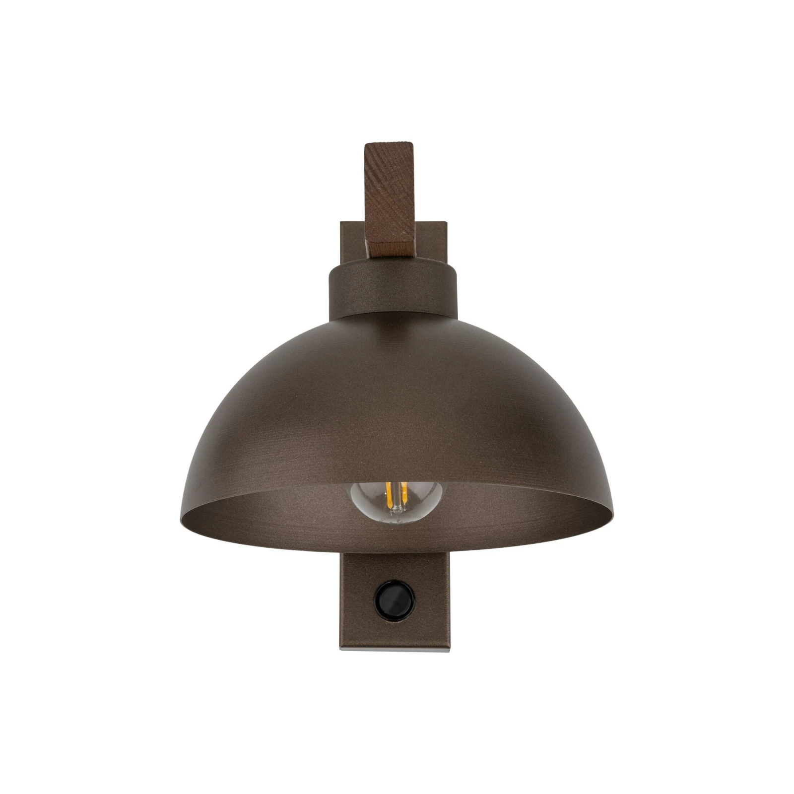 OSLO wall light – natural wood, brown shade, E27