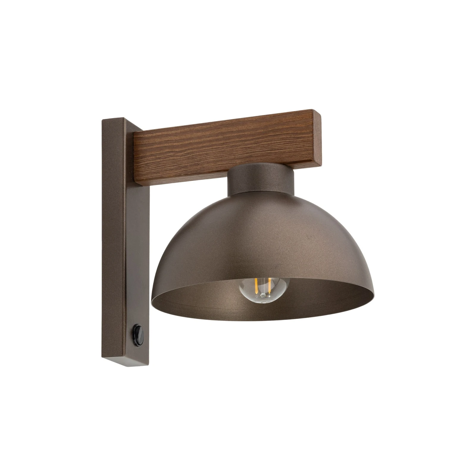 OSLO wall light – natural wood, brown shade, E27