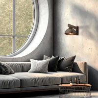 OSLO wall light – natural wood, brown shade, E27 - Image 1