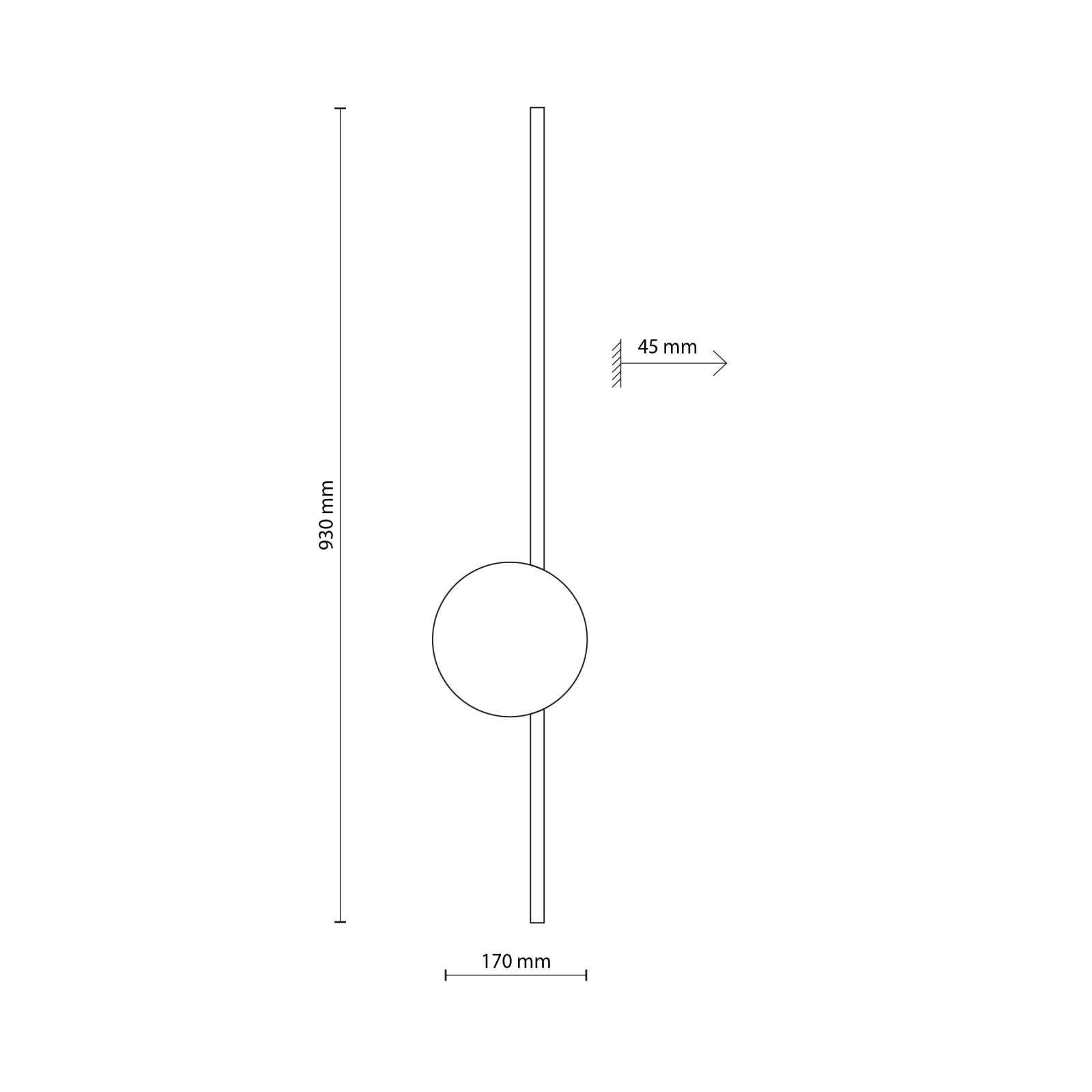 LED wall light 2W – linear black, 3000K accent