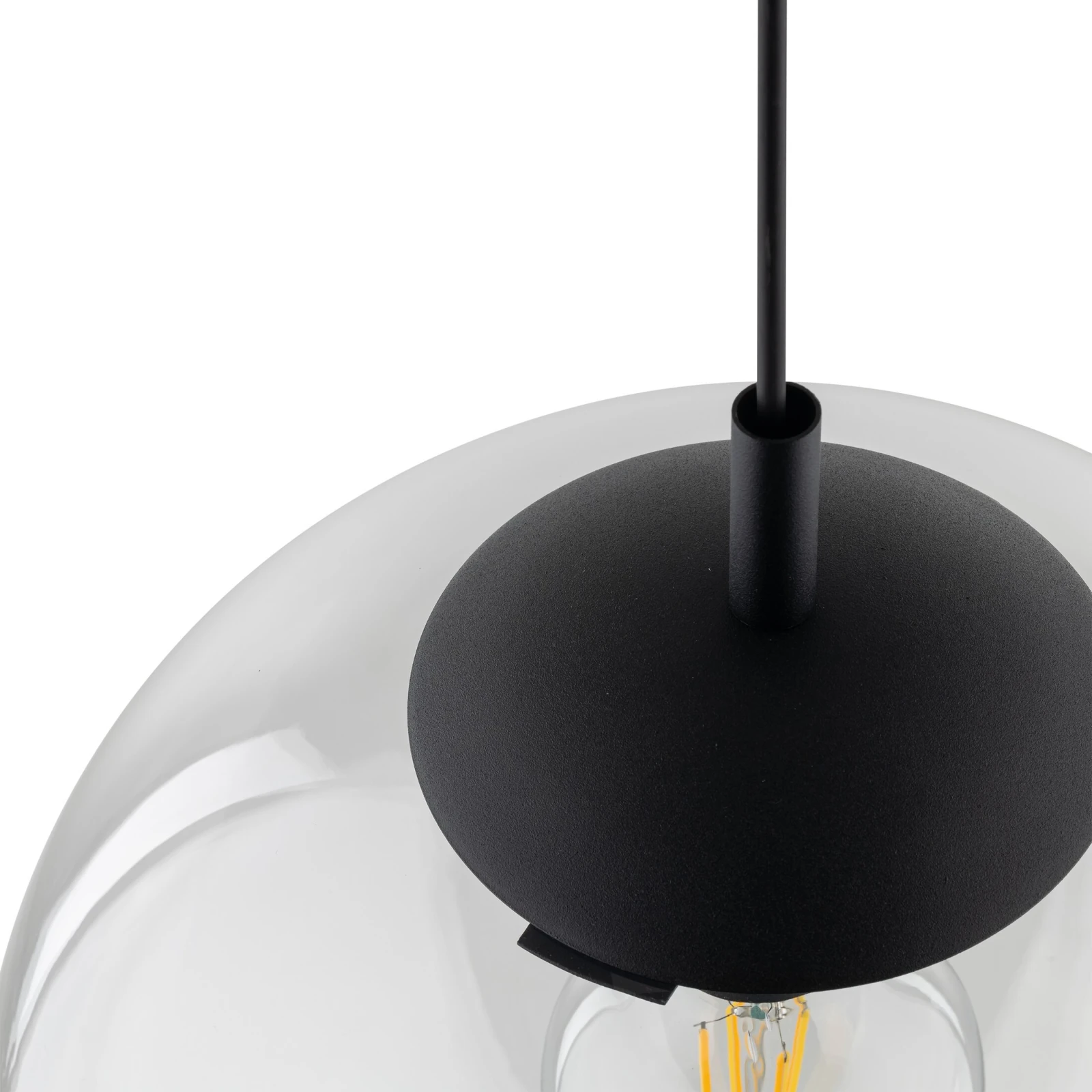 ESME 35 cm pendant light – spherical, transparent, glass shade