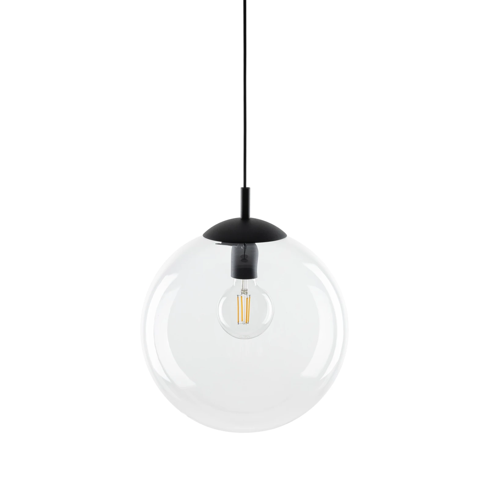 ESME 35 cm pendant light – spherical, transparent, glass shade