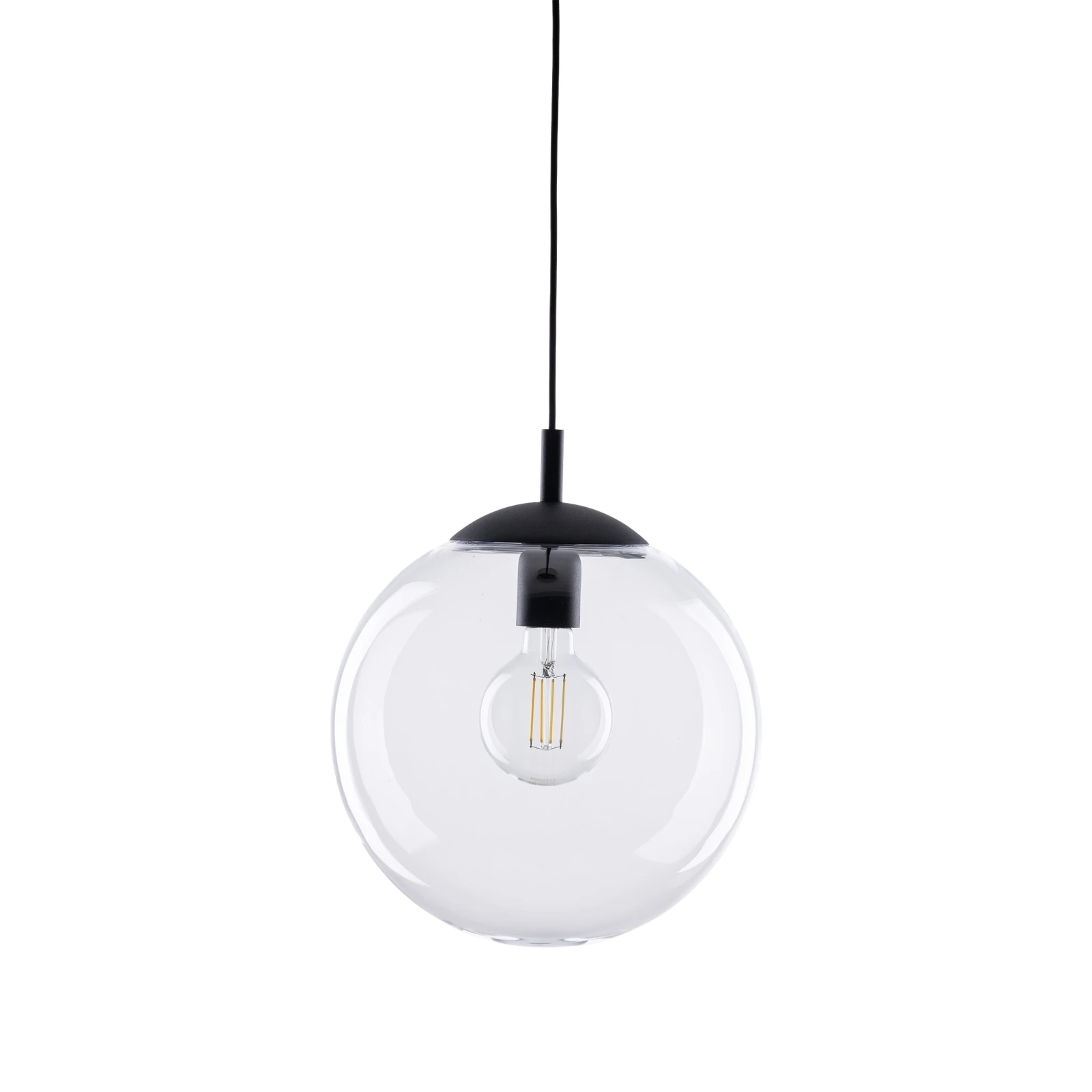 ESME 35 cm pendant light – spherical, transparent, glass shade