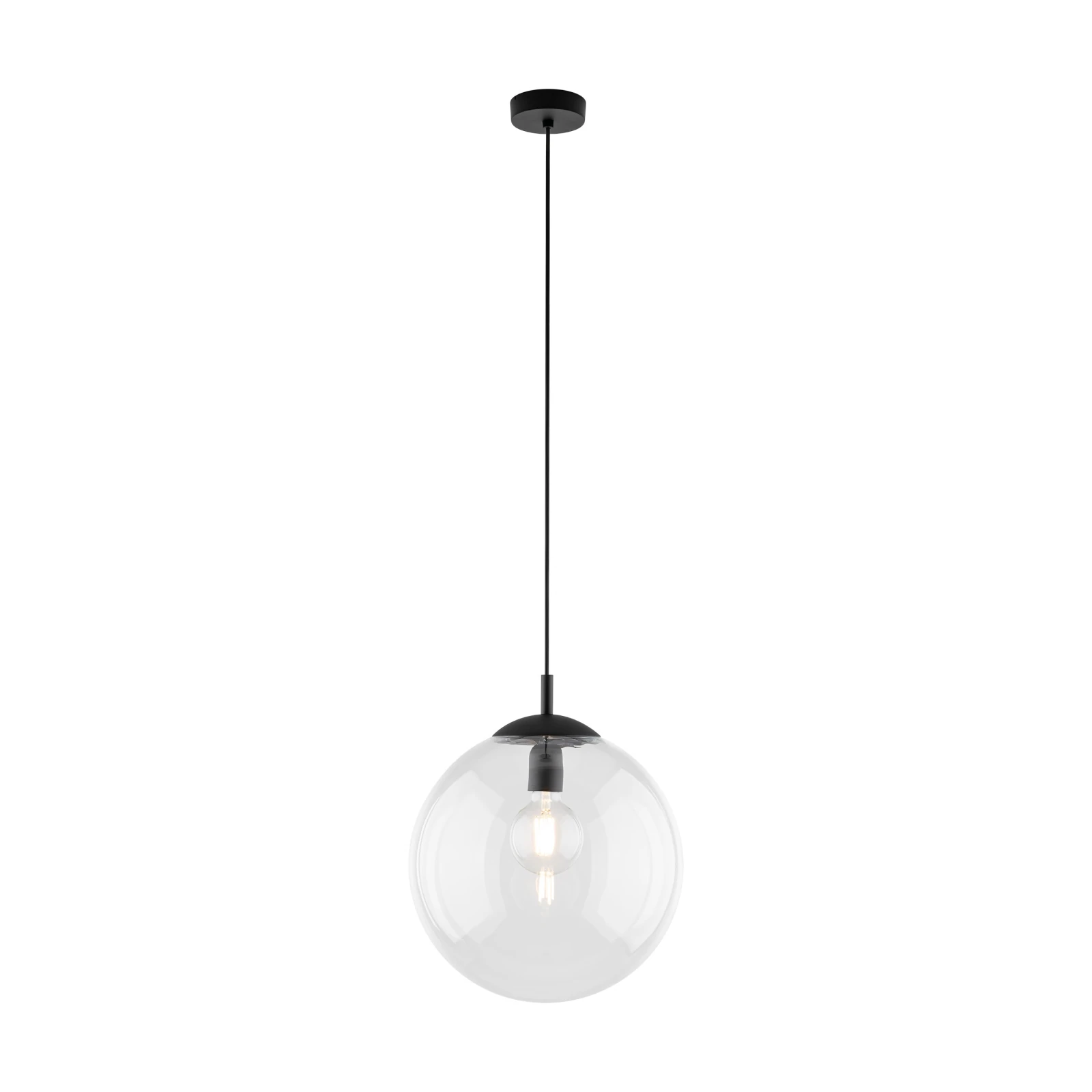 ESME 35 cm pendant light – spherical, transparent, glass shade