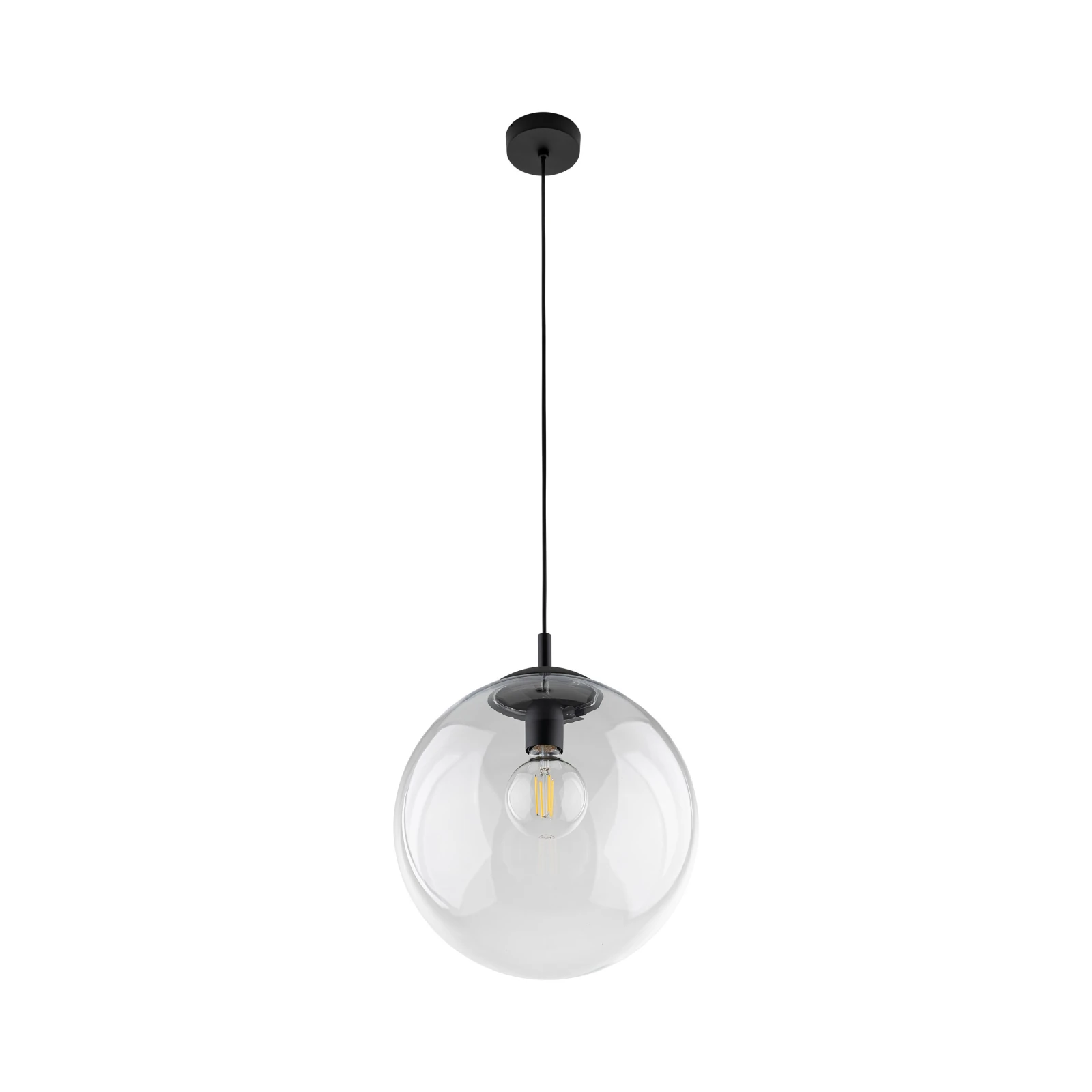 ESME 35 cm pendant light – spherical, transparent, glass shade