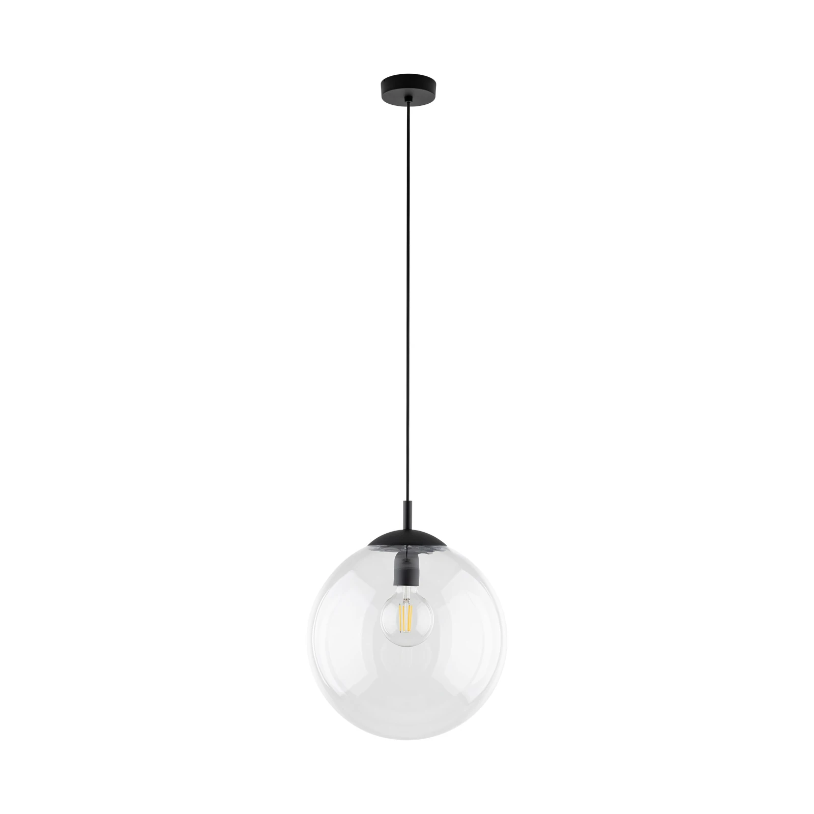 ESME 35 cm pendant light – spherical, transparent, glass shade