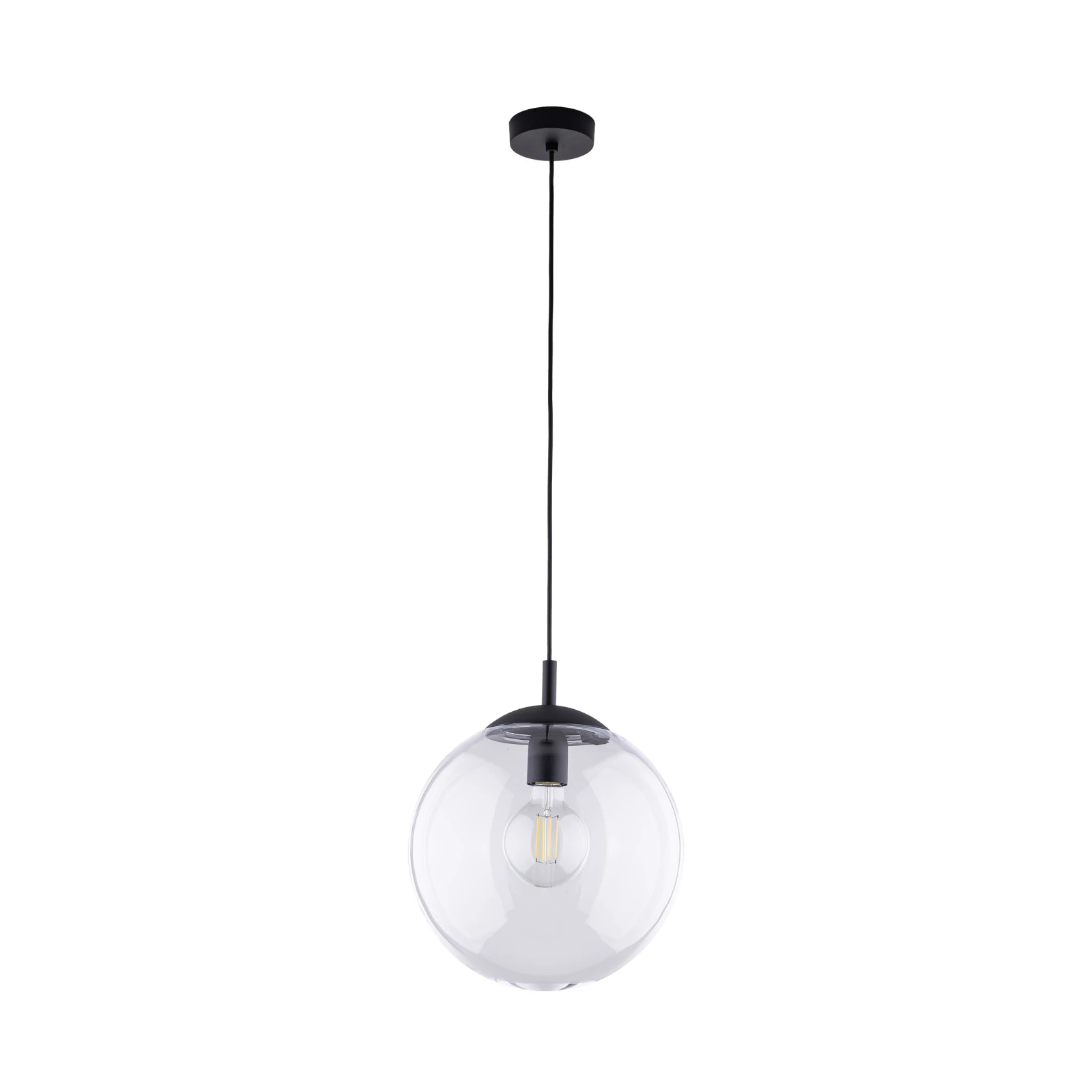 ESME 35 cm pendant light – spherical, transparent, glass shade