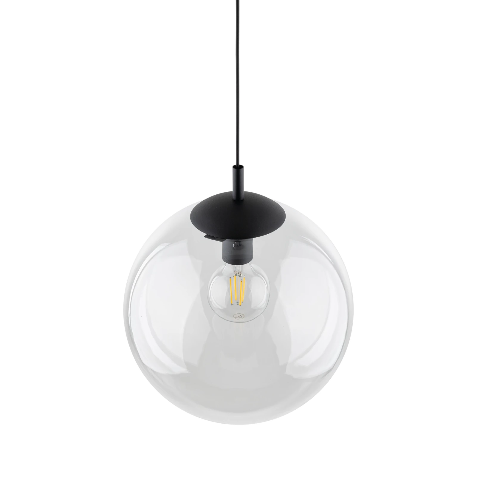 ESME 35 cm pendant light – spherical, transparent, glass shade