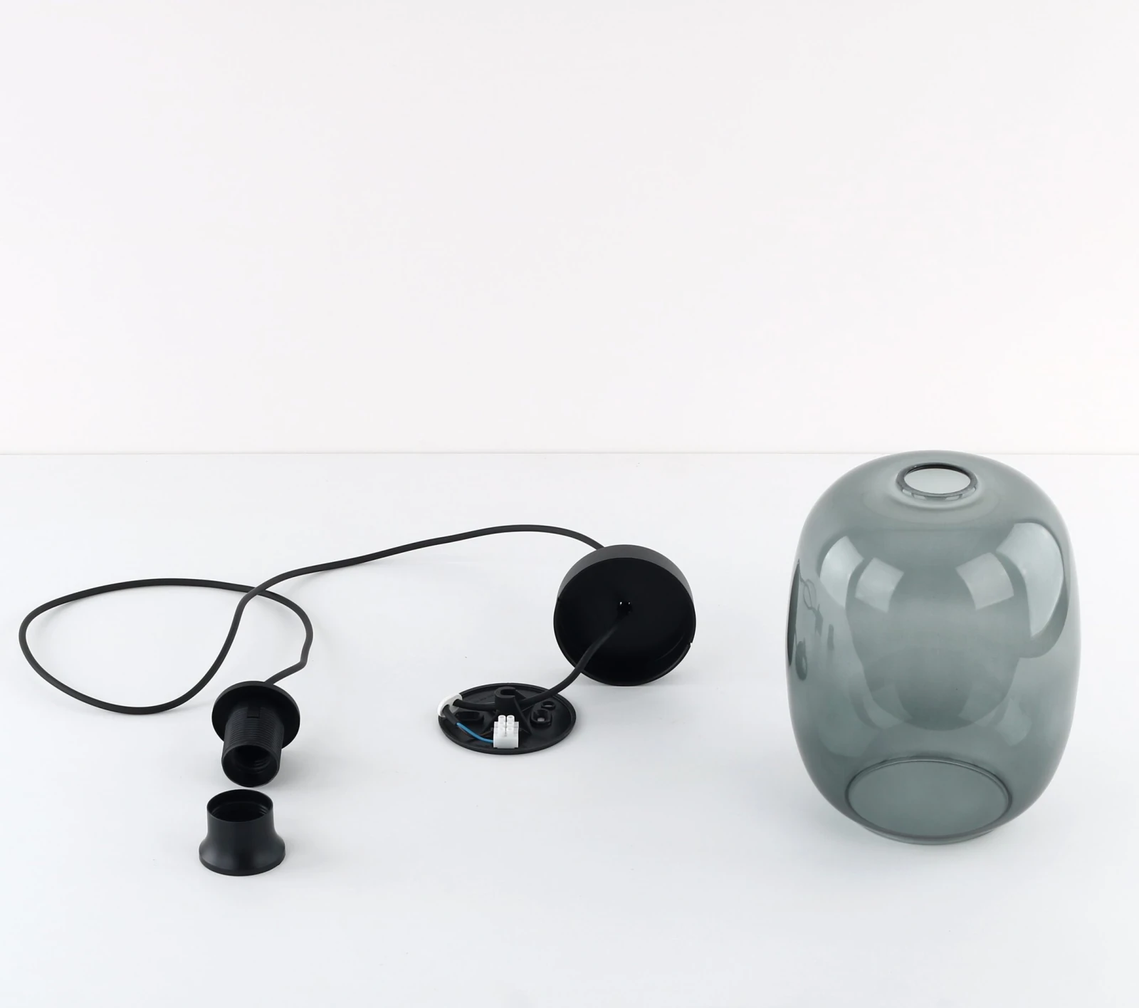 Pendant light ELIO 1 – graphite glass shade, E27