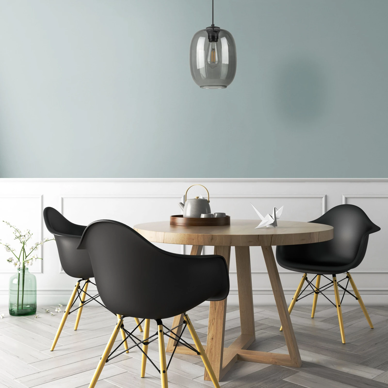 Pendant light ELIO 1 – graphite glass shade, E27