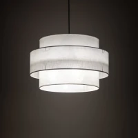 CALISTO pendant light 3xE27 – white cylindrical shades with black detail - Image 3