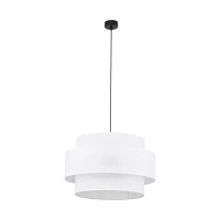 CALISTO pendant light 3xE27 – white cylindrical shades with black detail - Image 2