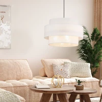 CALISTO pendant light 3xE27 – white cylindrical shades with black detail - Image 1
