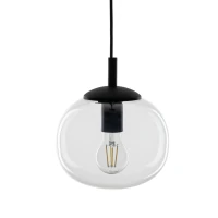 VIBE pendant light 1xE27 – transparent glass globe, black detail - Image 3