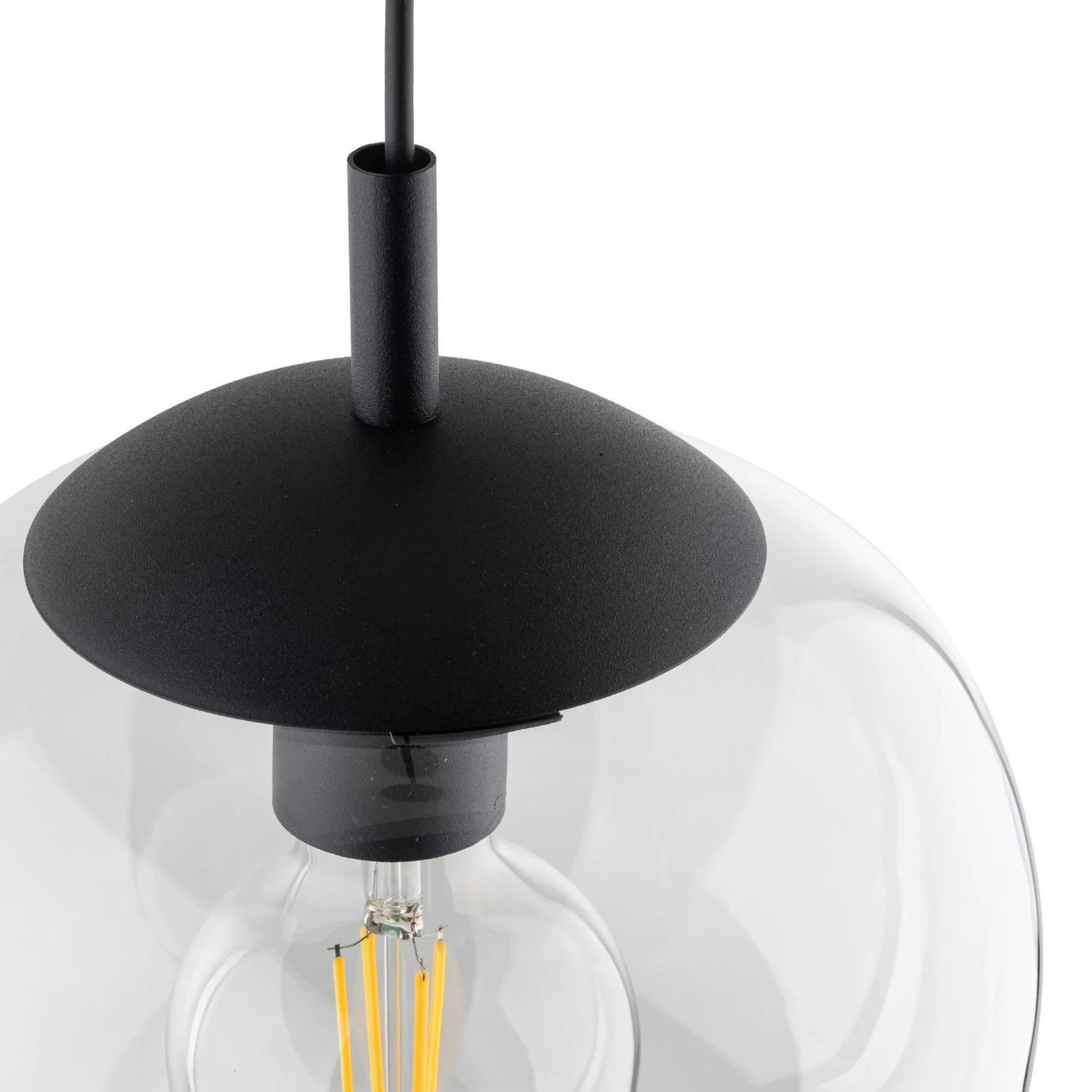 VIBE pendant light 1xE27 – transparent glass globe, black detail