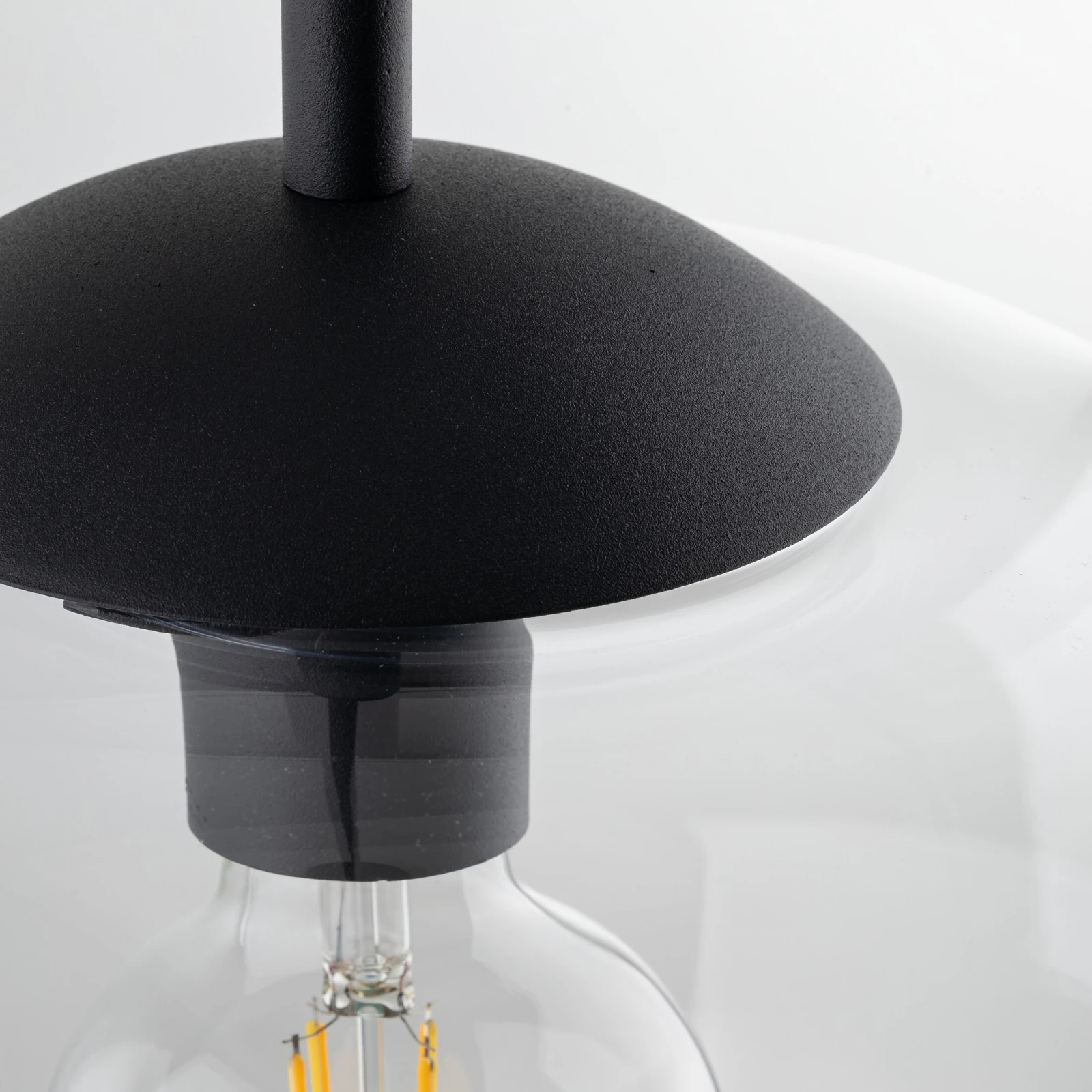 Pendant light 30 cm – transparent glass shade, black accent