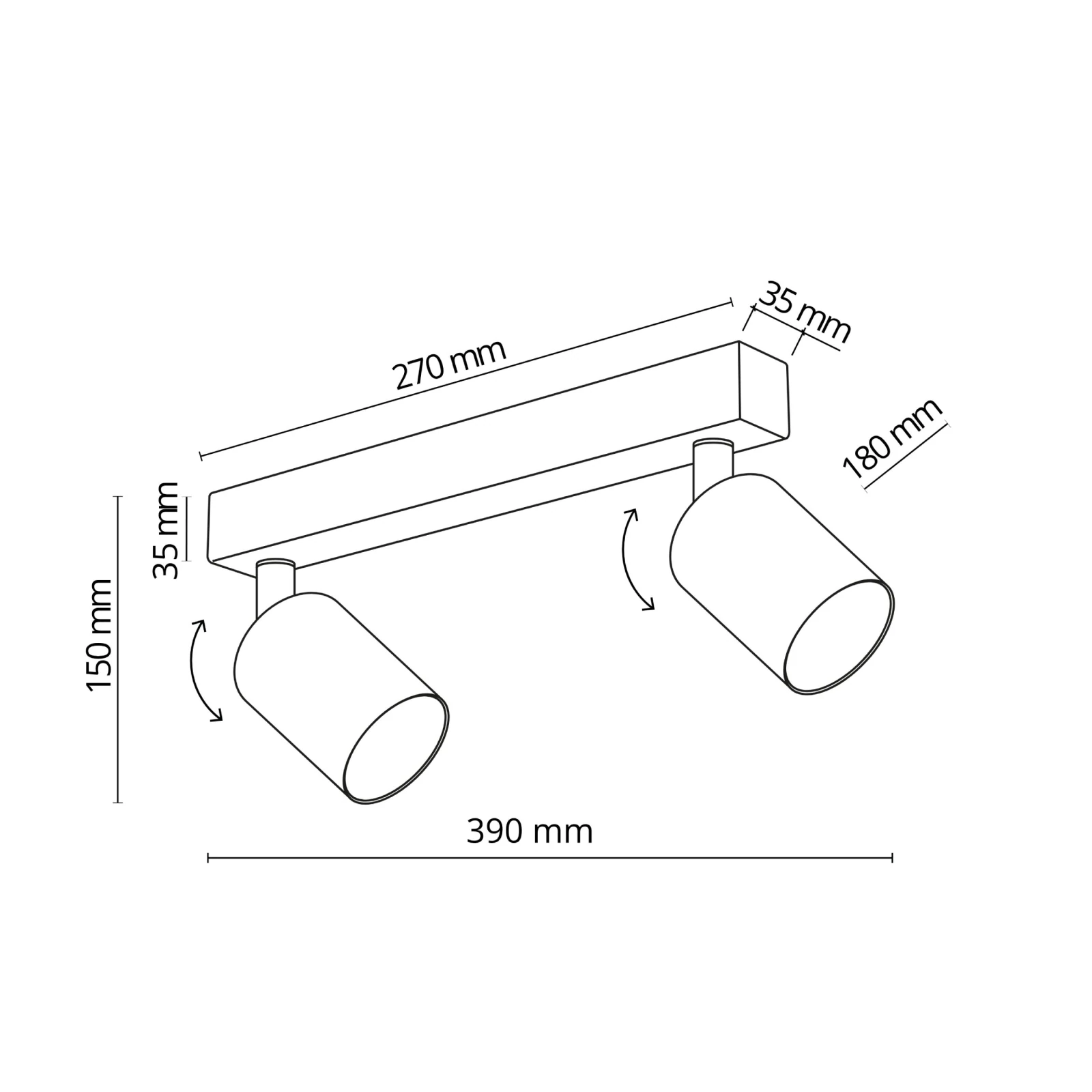 TOP ceiling light 2xGU10 – linear, brown, adjustable