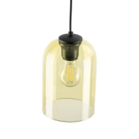 Pendant light E27 – yellow glass shade, black detail - Image 3