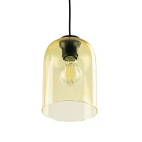 Pendant light E27 – yellow glass shade, black detail - Image 4