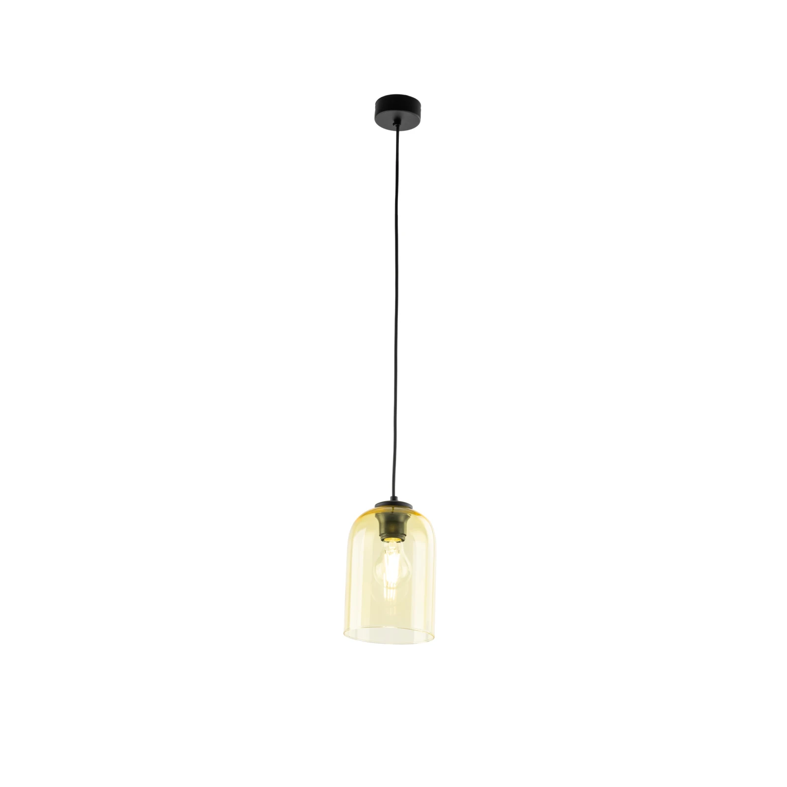Pendant light E27 – yellow glass shade, black detail