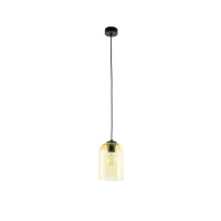 Pendant light E27 – yellow glass shade, black detail - Image 1
