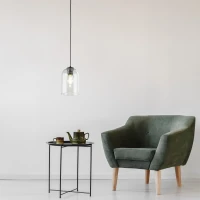 Molly 15 W pendant light – green glass shade, single E27 - Image 1