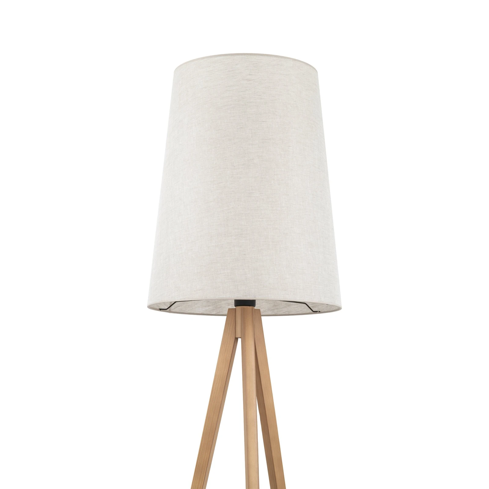 Floor lamp E27 – flax shade, pine tripod base